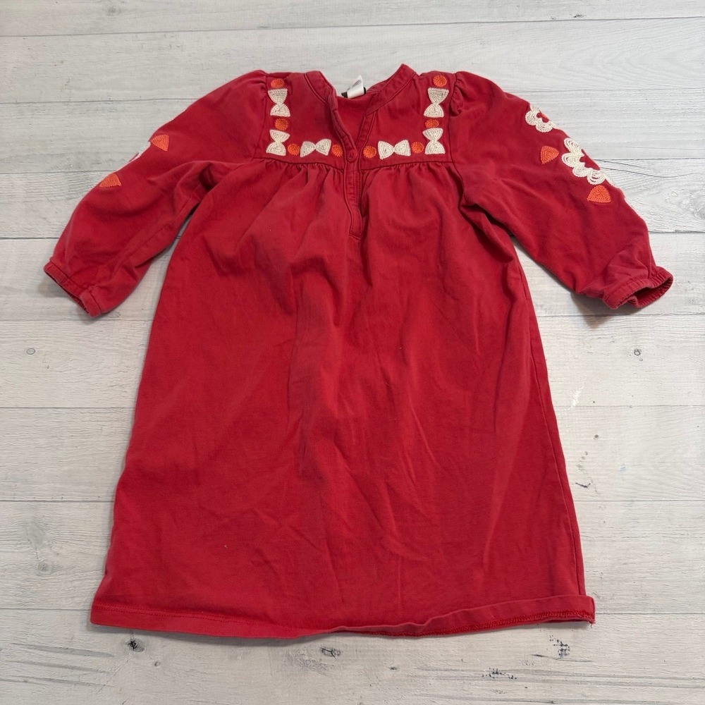 Tea collection girls red cotton dress flowers bows‎ size 4